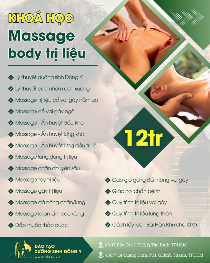 Khóa học massage body, cổ vai gáy, massage trị liệu