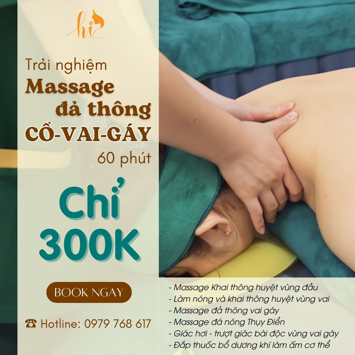 Gói trải nghiệm massage đả thông cổ vai gáy 60 phút chỉ 300K