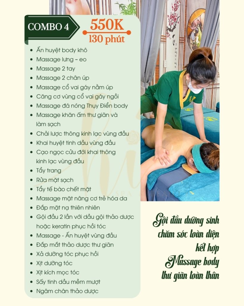 Combo gội dưỡng sinh massage body chăm sóc toàn thân