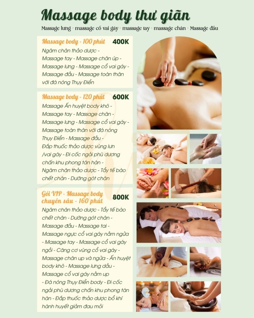 Massage body thư giãn tại Hi Spa